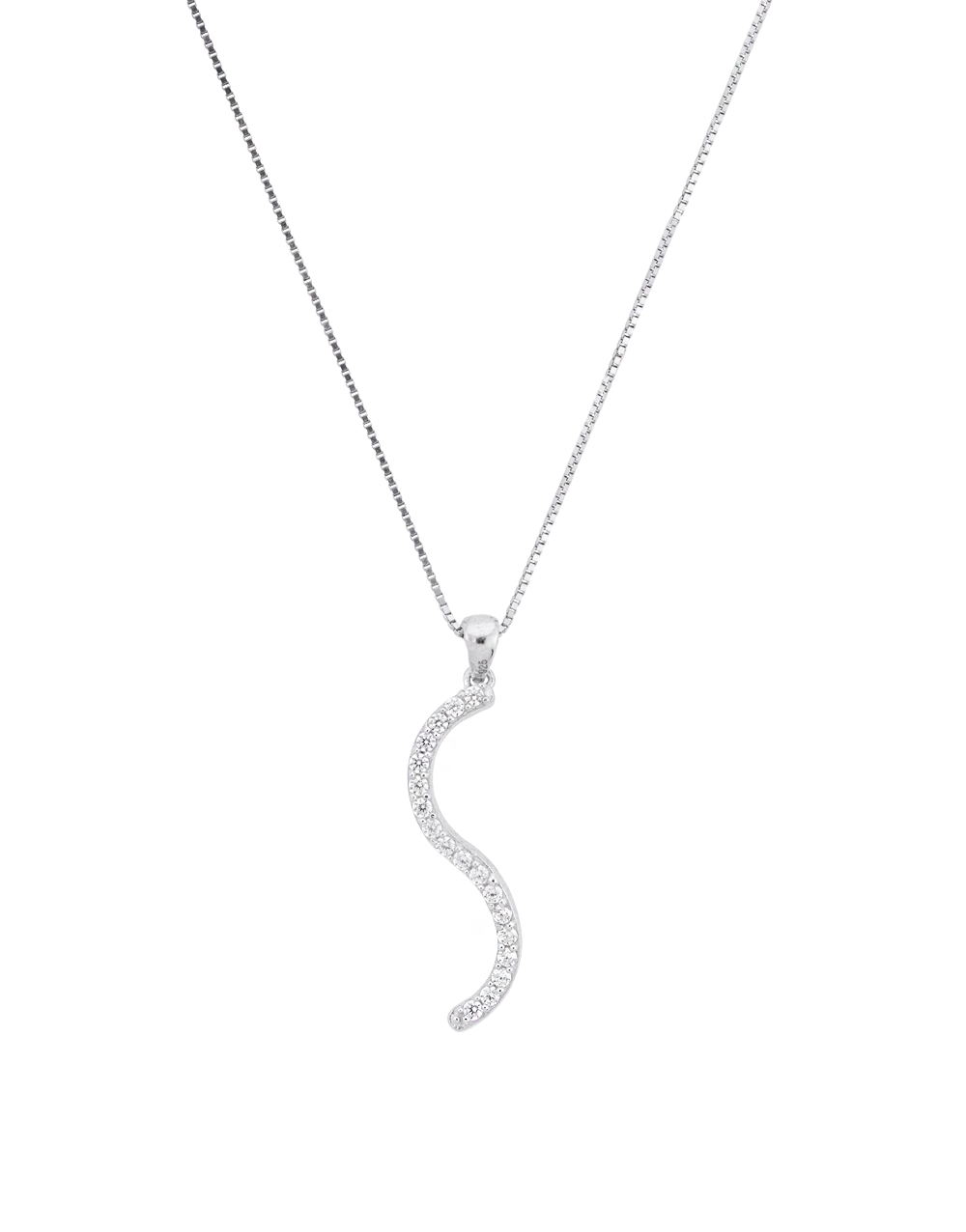 Silver Plated S Shape Pendant with CZ Stones