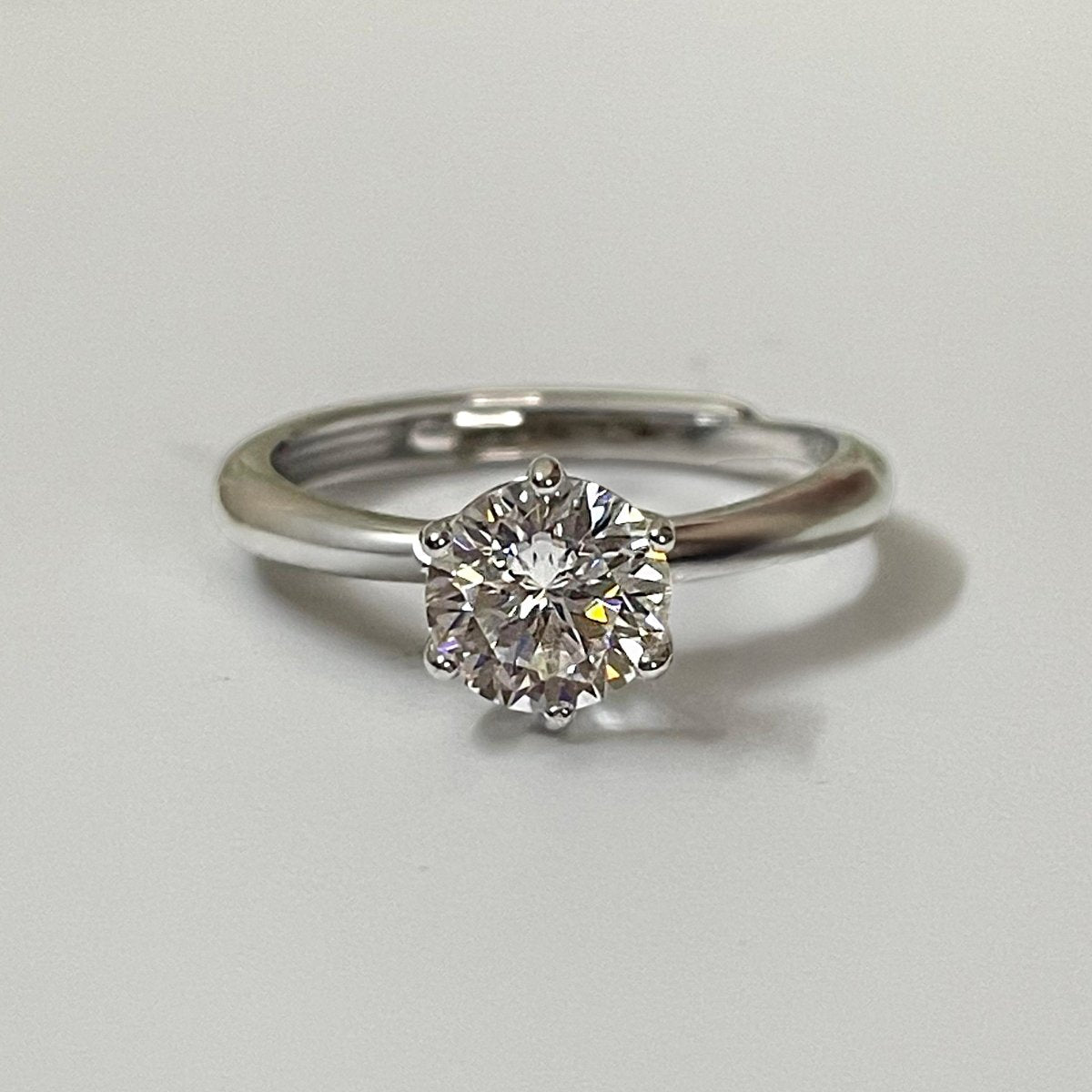 Single Solitaire 925 Sterling Silver Adjustable Ring - iAMORY