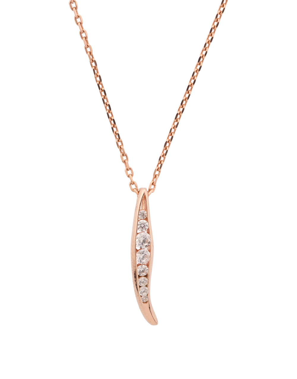 Sleek Slim Leaf Rose Gold Sterling Silver Necklace Charm