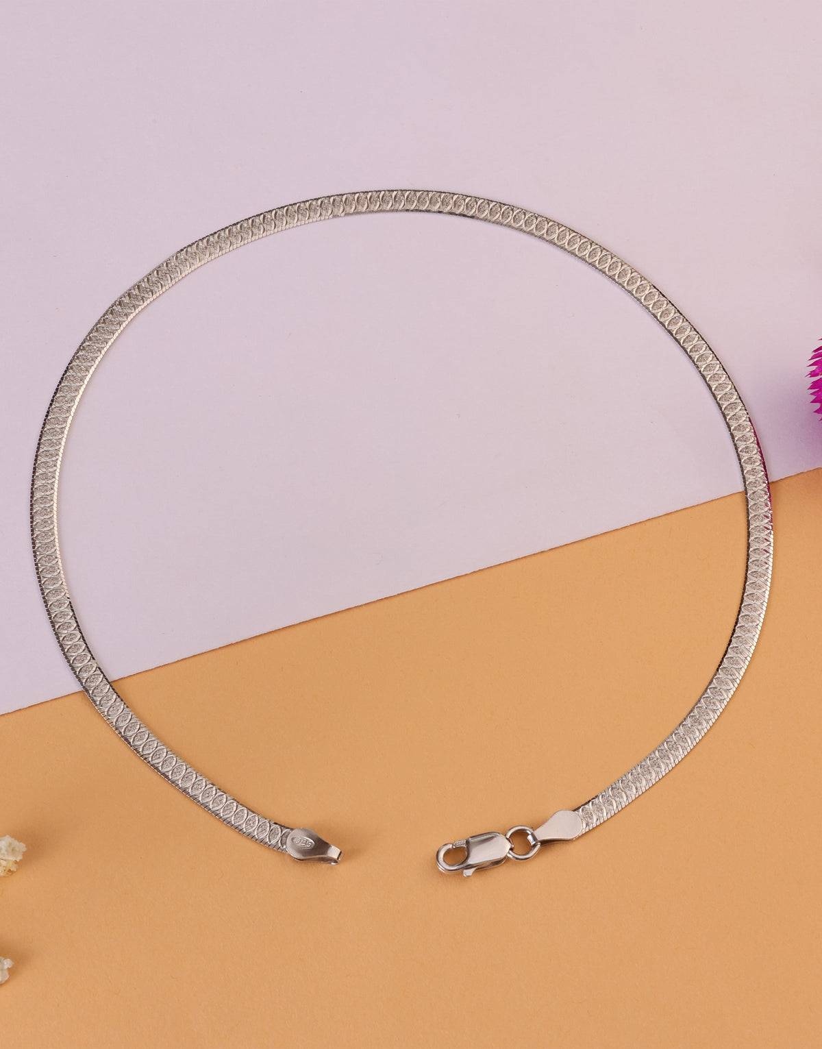 flat snake chain sleek sterling silver anklet