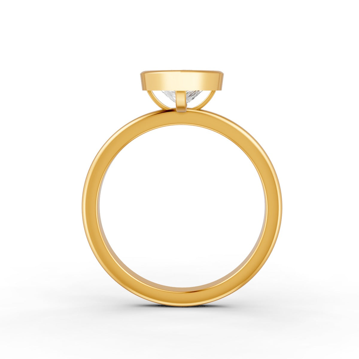 1-5 Ct Heart Cut Real Moissanite Bezel Set Solitaire Ring 14K Yellow Gold Plated