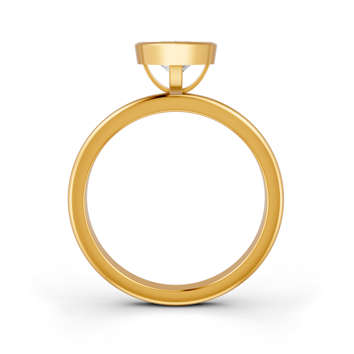 1-5 Ct Pear Cut Real Moissanite Bezel Set Solitaire Ring 14K Yellow Gold Plated