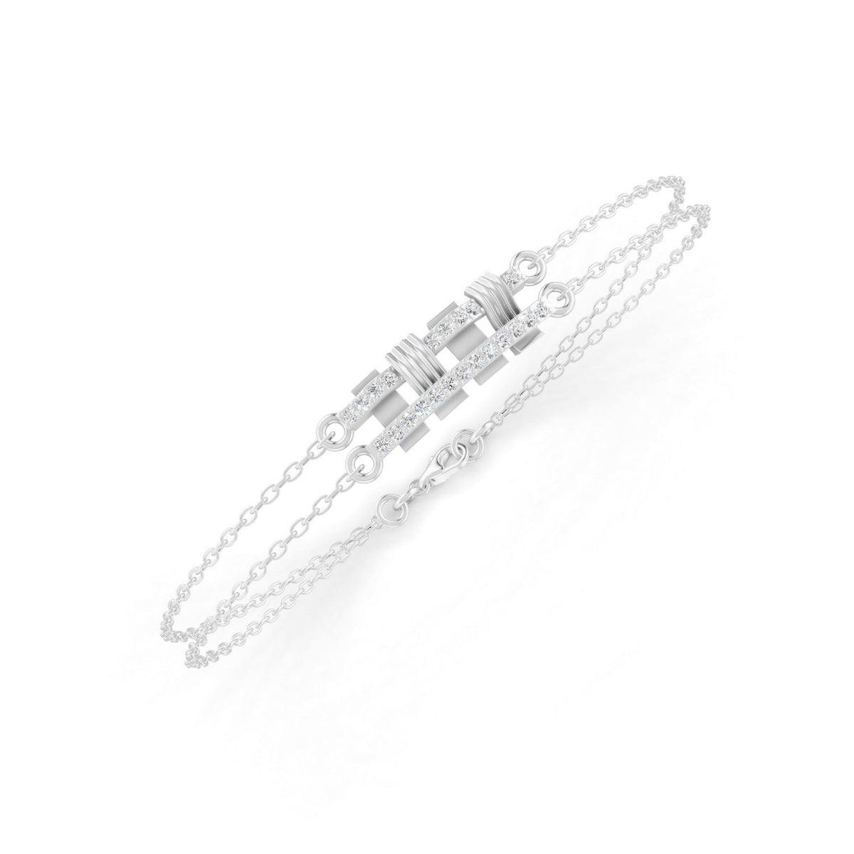 0.27 Ct Round Cut Moissanite Minimalist Bar Chain Bracelet 14K Yellow Gold Plated