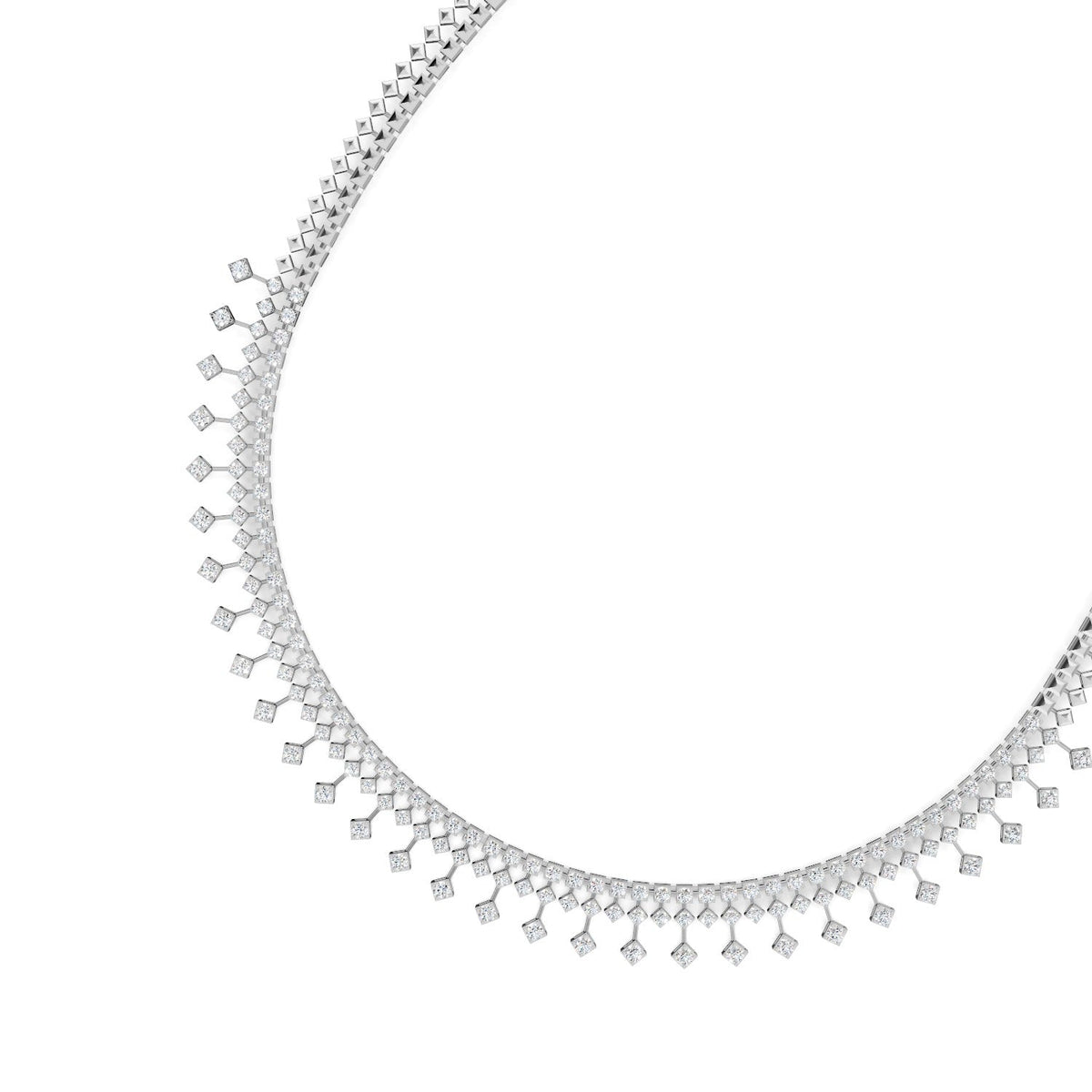 4.51 Ct Round Cut Moissanite Fringe Statement Necklace In 14K Yellow Gold Plated