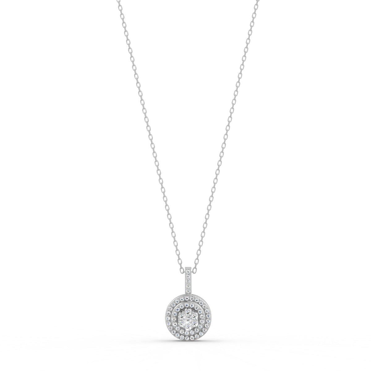 0.50 Ct Round Cut Moissanite Women's Cluster Necklace Pendant 14K Gold Plated