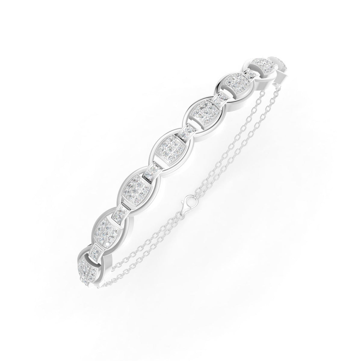 0.84 Ct Round Cut Moissanite Geometric Cluster Link Bracelet 14K Yellow Gold Plated