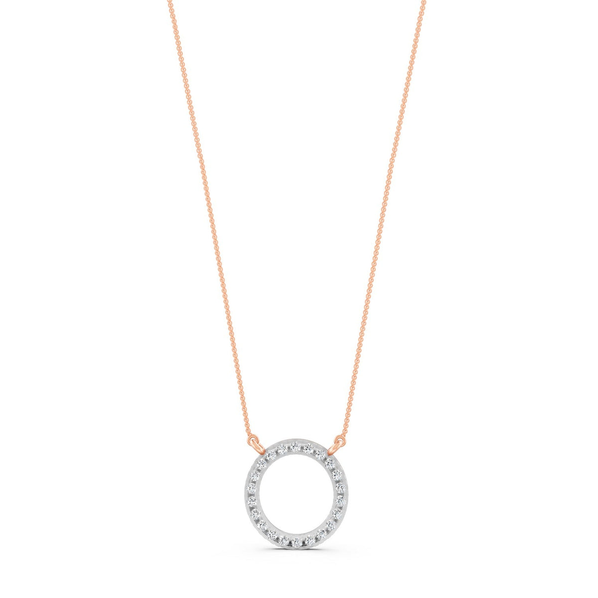 0.34Ct Round Cut Moissanite Circle Pendant Necklace 14K Yellow Gold Plated