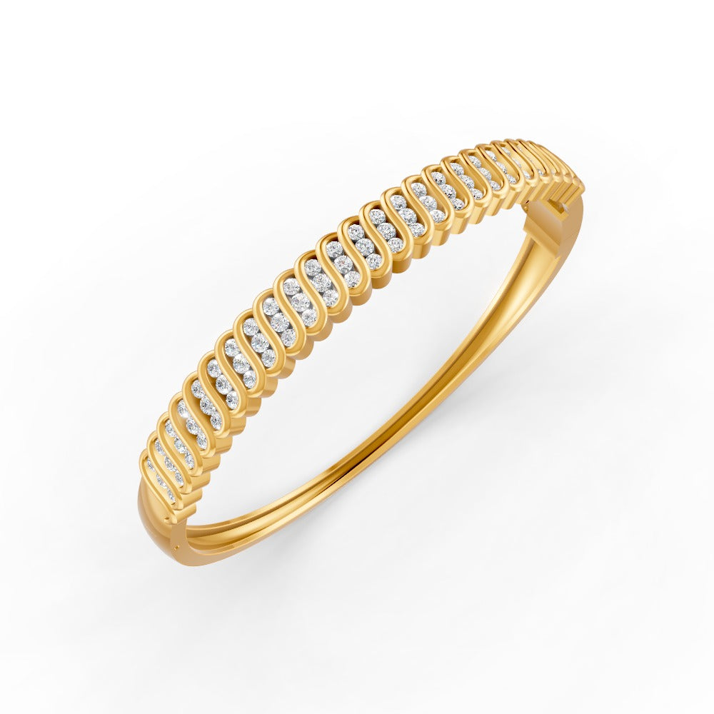 1.90 Ct Round Cut Natural Moissanite Women's Bangle Bracelets 14K Gold Plated