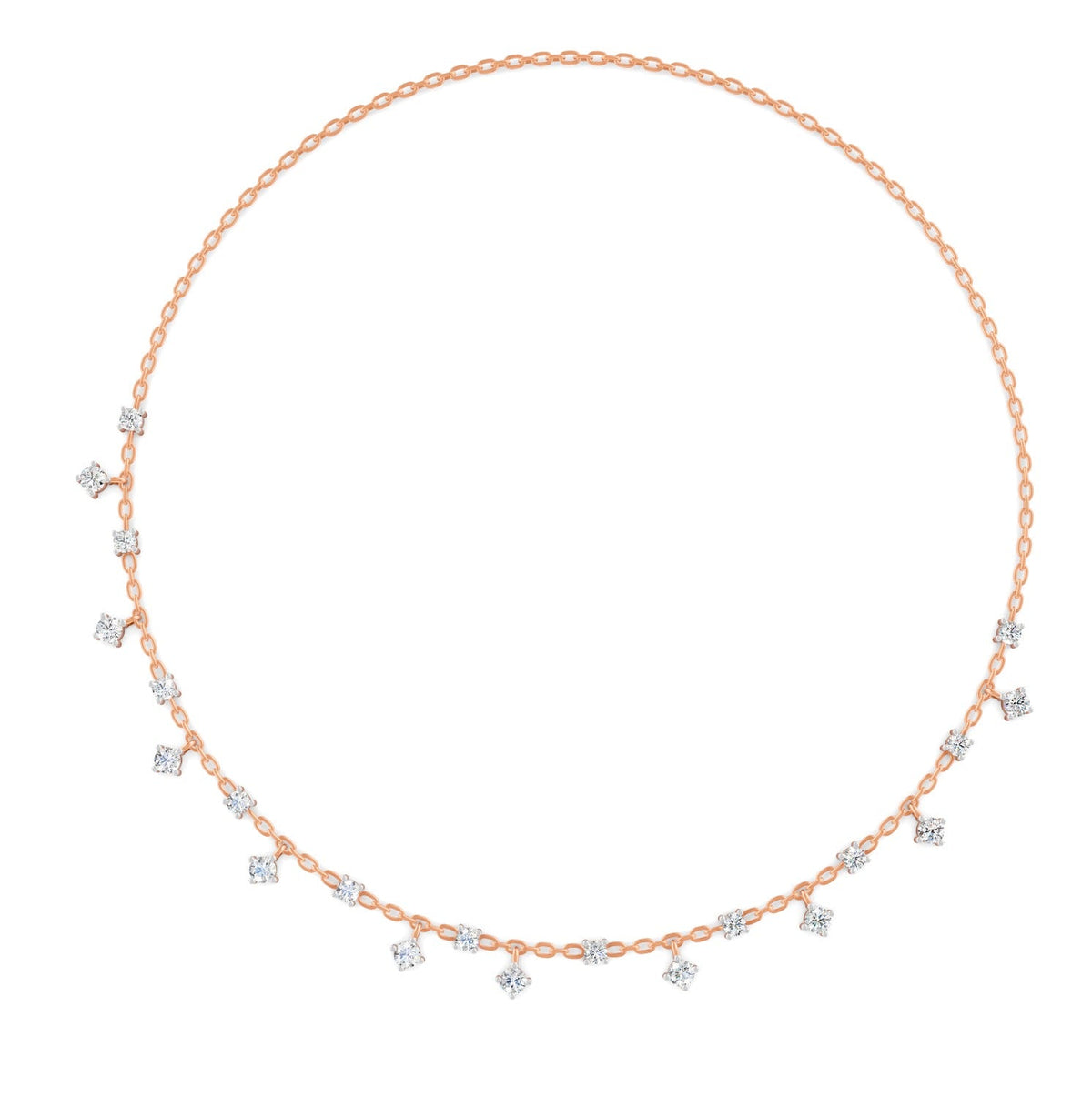 0.76 Ct Round Cut Moissanite Minimalist Chain Necklace In 14K Yellow Gold Plated