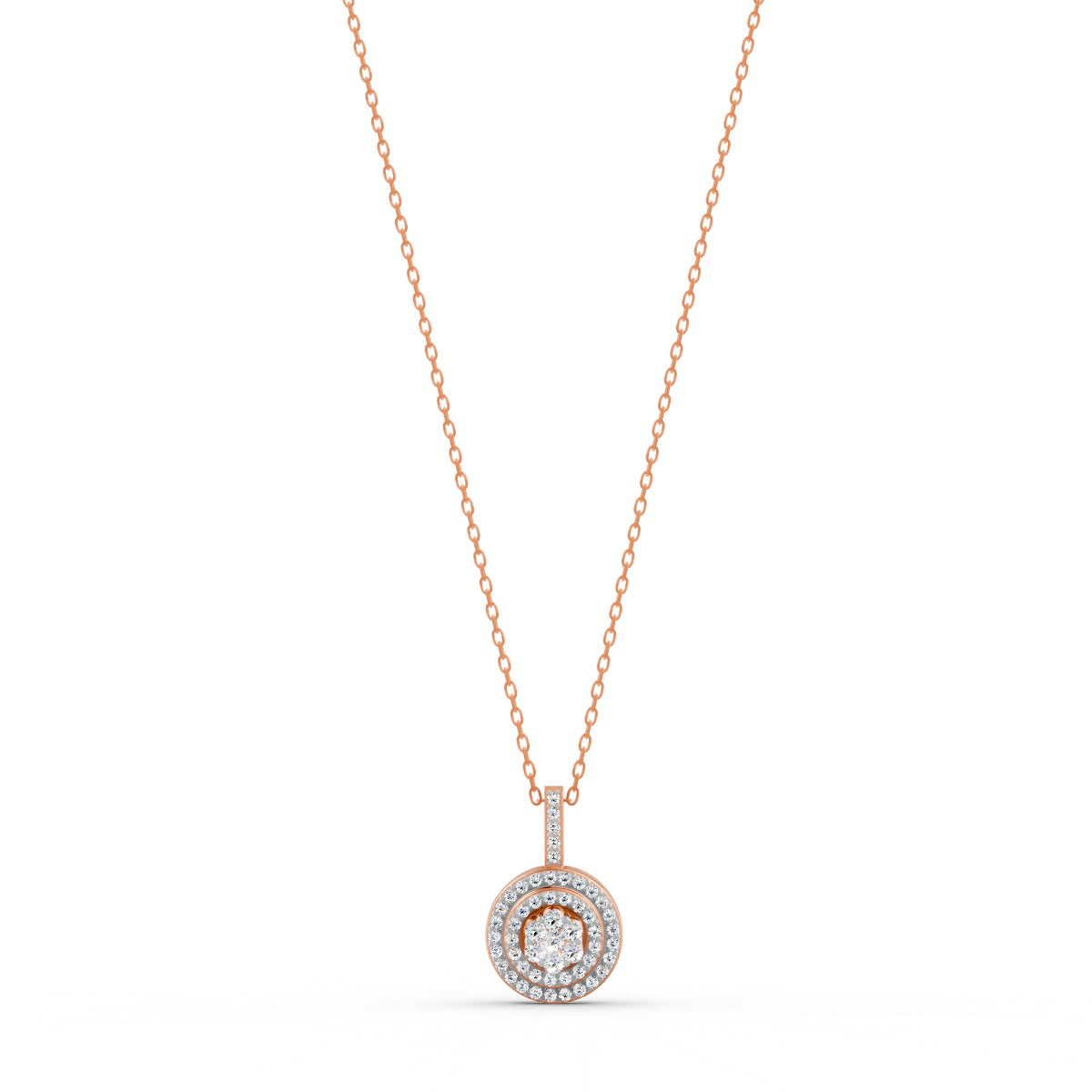 0.50 Ct Round Cut Moissanite Women's Cluster Necklace Pendant 14K Gold Plated