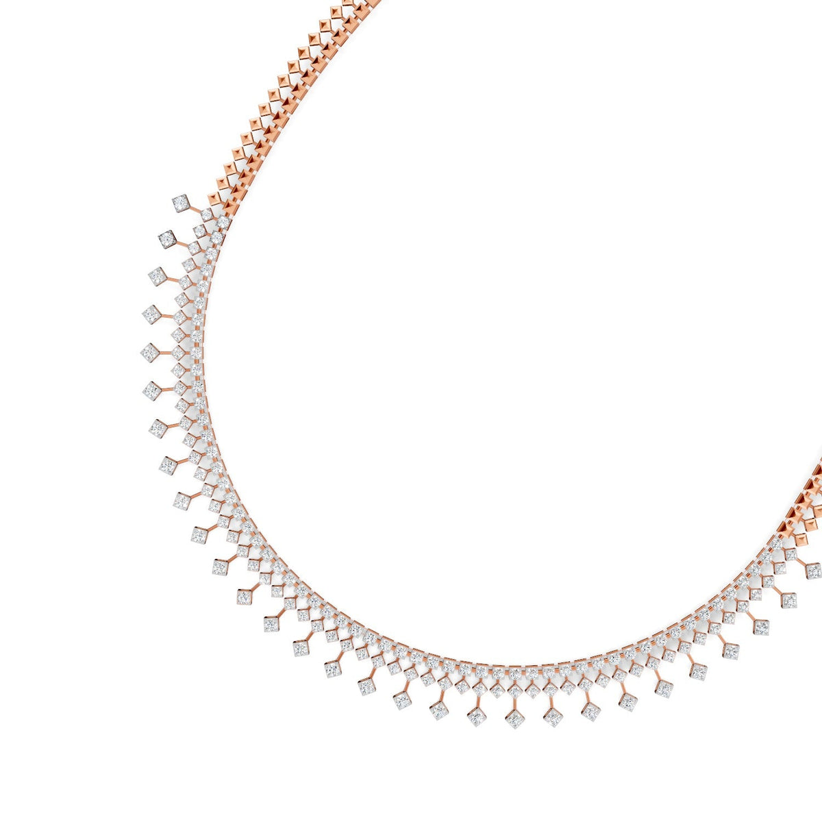 4.51 Ct Round Cut Moissanite Fringe Statement Necklace In 14K Yellow Gold Plated