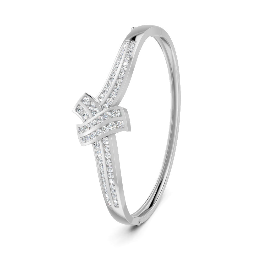 1.50 Ct Round Cut Moissanite Women's Bangle Bracelet 14K Gold Plated
