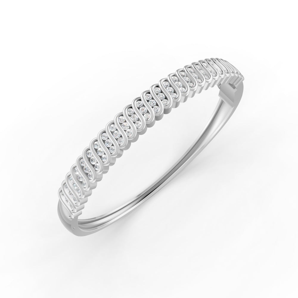 1.90 Ct Round Cut Natural Moissanite Women's Bangle Bracelets 14K Gold Plated