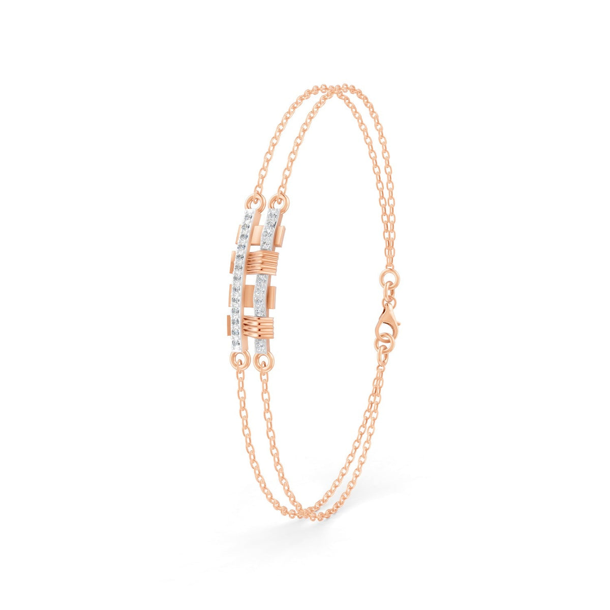 0.27 Ct Round Cut Moissanite Minimalist Bar Chain Bracelet 14K Yellow Gold Plated