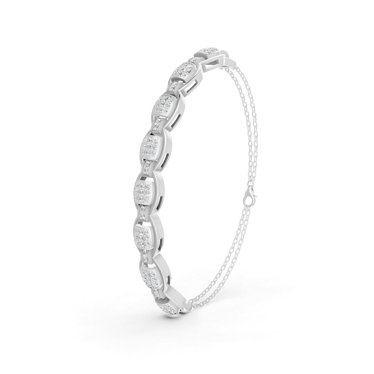 0.84 Ct Round Cut Moissanite Geometric Cluster Link Bracelet 14K Yellow Gold Plated