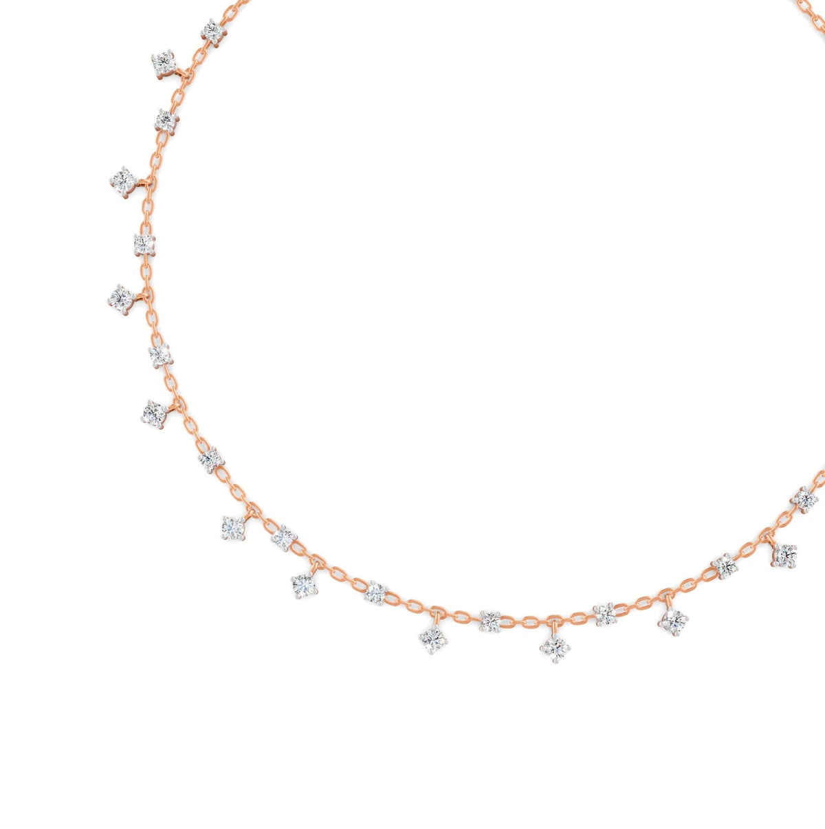 0.76 Ct Round Cut Moissanite Minimalist Chain Necklace In 14K Yellow Gold Plated