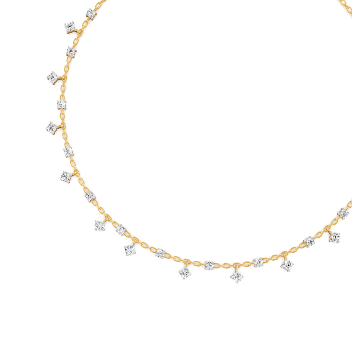 0.76 Ct Round Cut Moissanite Minimalist Chain Necklace In 14K Yellow Gold Plated