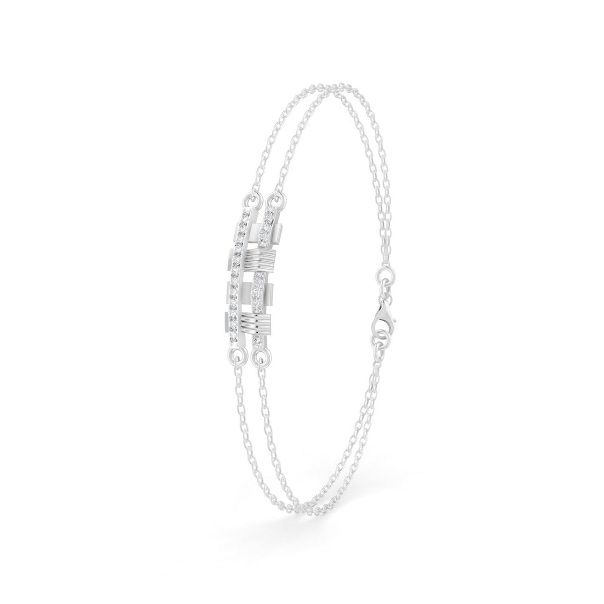0.27 Ct Round Cut Moissanite Minimalist Bar Chain Bracelet 14K Yellow Gold Plated