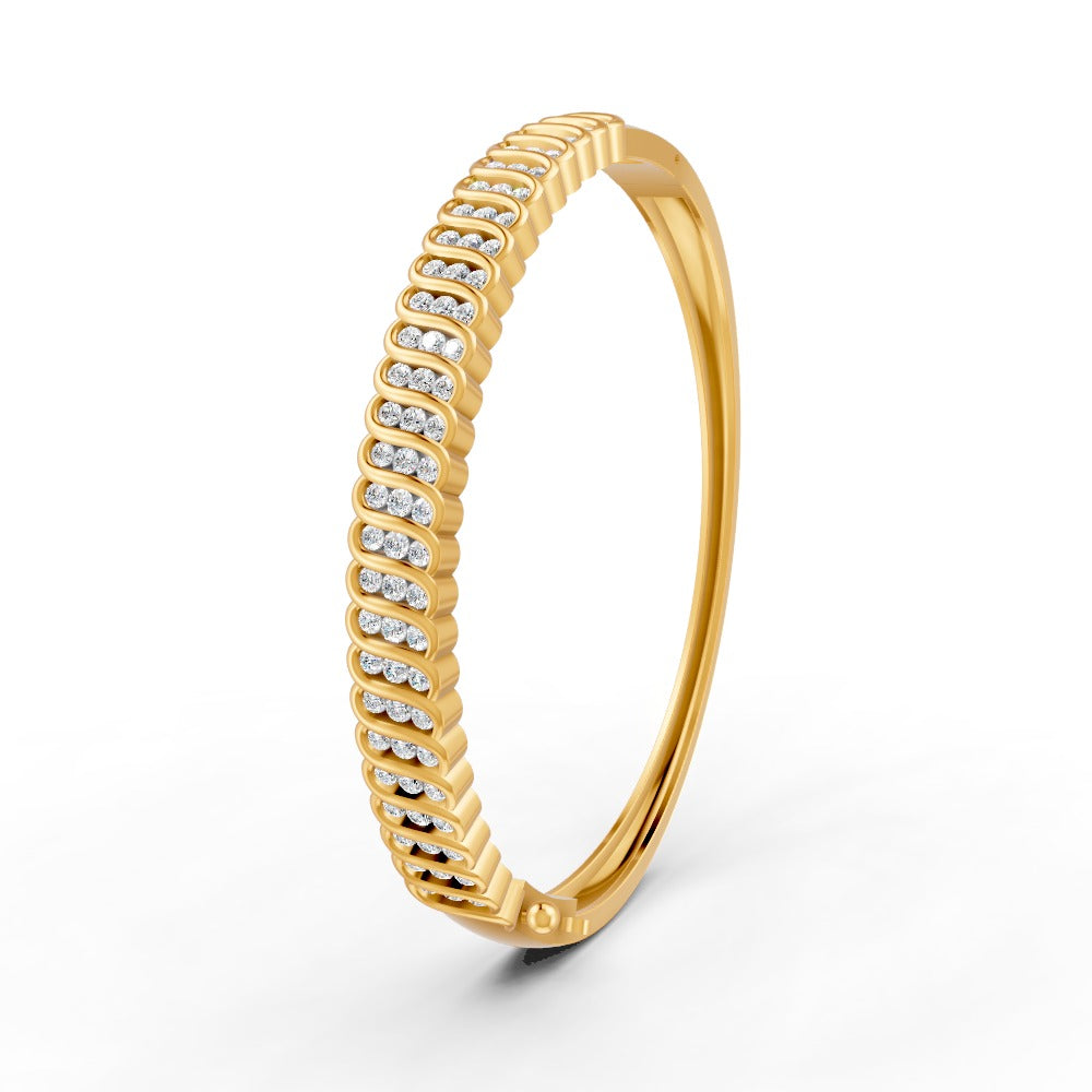 1.90 Ct Round Cut Natural Moissanite Women's Bangle Bracelets 14K Gold Plated
