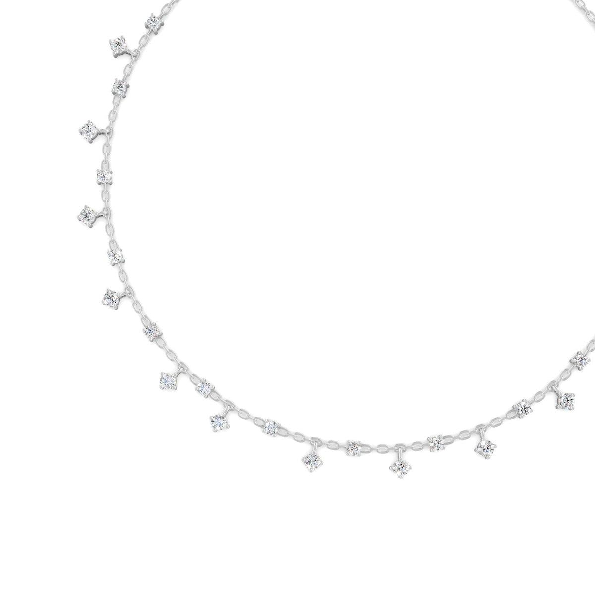 0.76 Ct Round Cut Moissanite Minimalist Chain Necklace In 14K Yellow Gold Plated