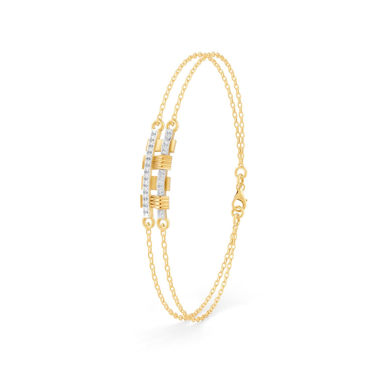 0.27 Ct Round Cut Moissanite Minimalist Bar Chain Bracelet 14K Yellow Gold Plated