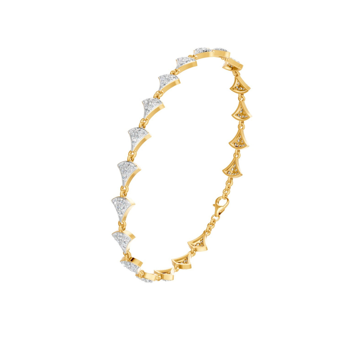 1.06 Ct Round Cut Moissanite Cluster Link Bracelet 14K Yellow Gold Plated
