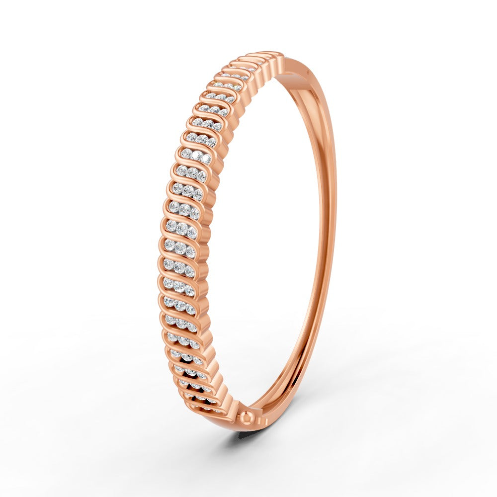 1.90 Ct Round Cut Natural Moissanite Women's Bangle Bracelets 14K Gold Plated