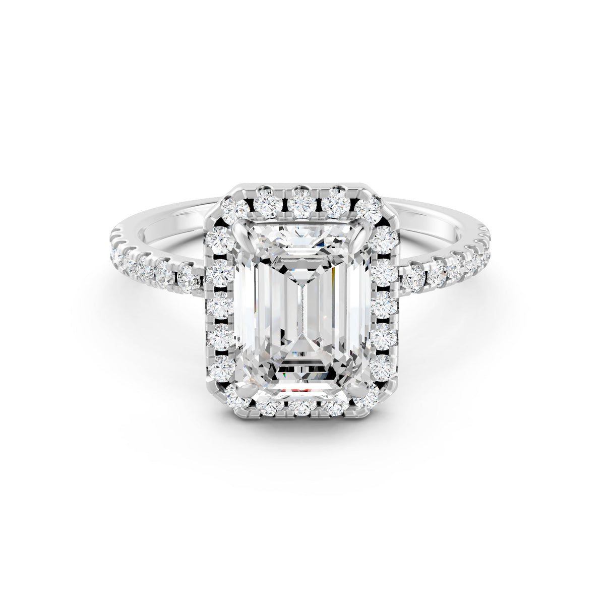 2Ct Emerald Cut Moissanite Engagement Ring 14K Gold Plated
