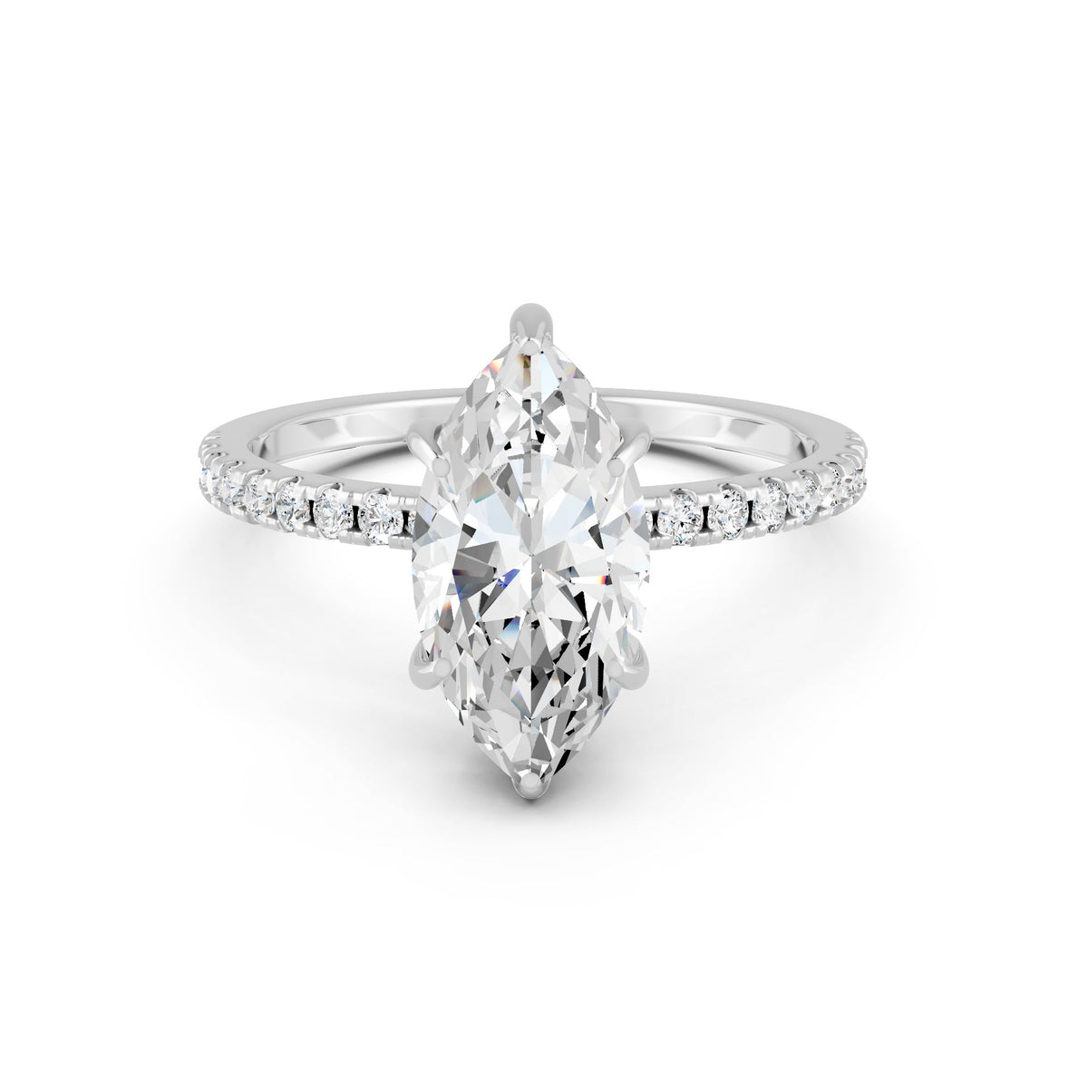 1.72Ct Marquise Cut Moissanite Hidden Halo Engegment Ring 14K Gold Plated