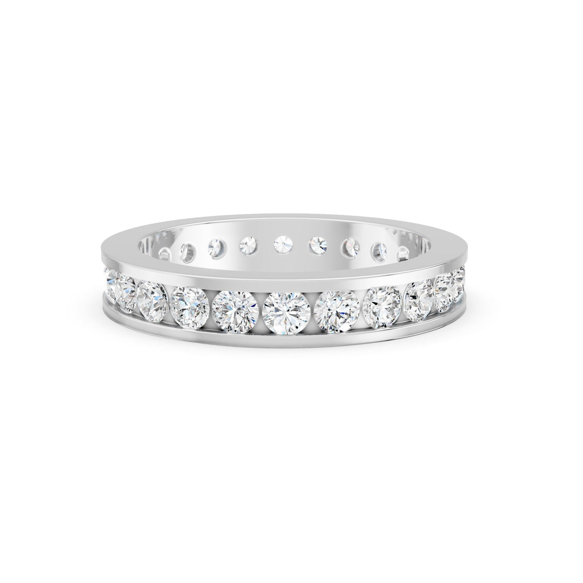 1.38Ct Round Cut Moissanite Channel Set Full Eternity Band Ring 14K Gold Plated