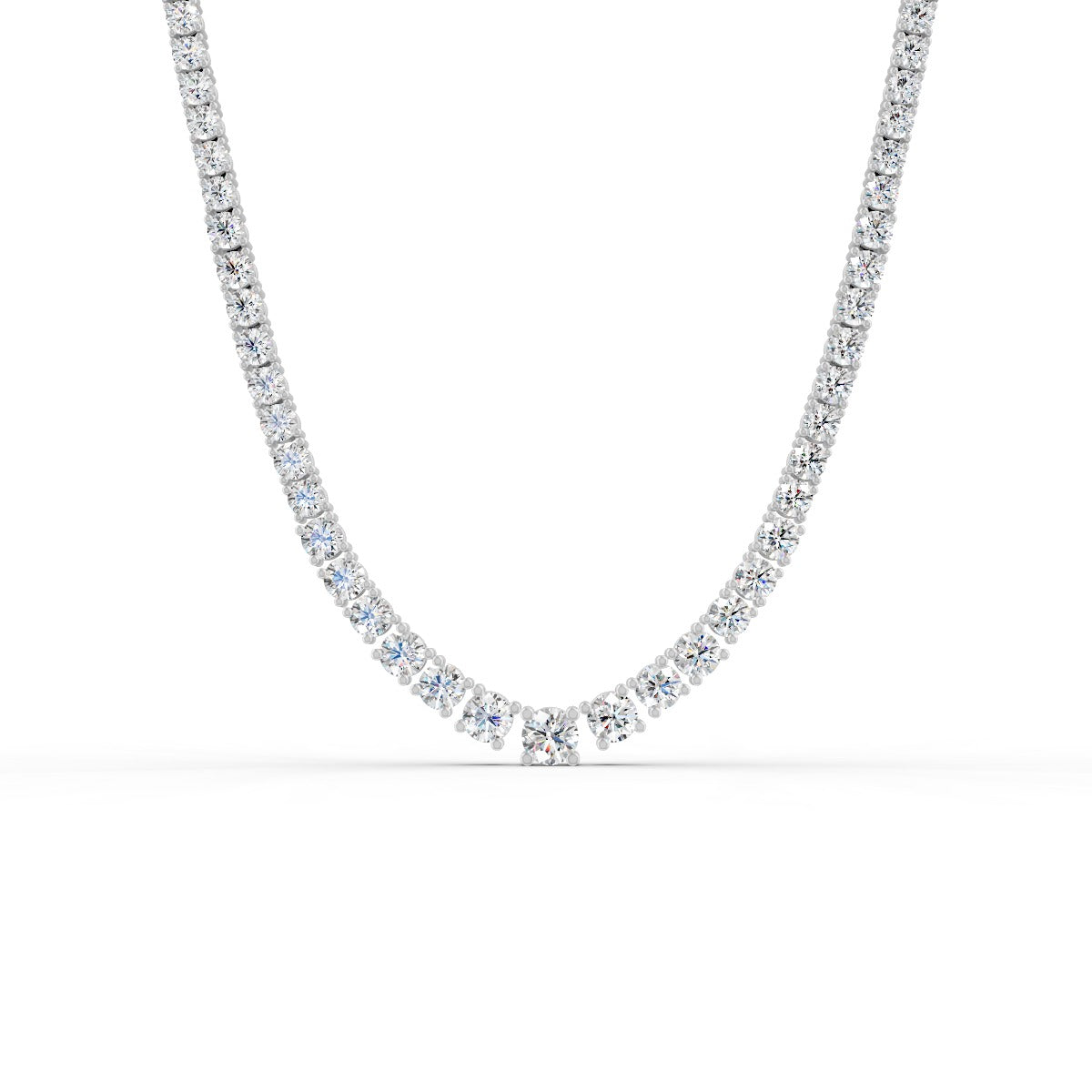 17.54 Ct Round Cut Graduation Moissanite Tennis Necklace 14K Yellow Gold Plated