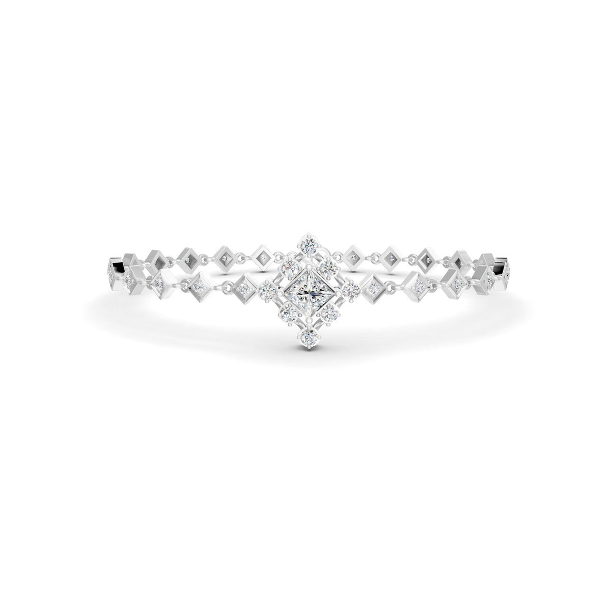 1.70 Ct Round Cut Moissanite Geometric Link Bracelet 14K Yellow Gold Plated