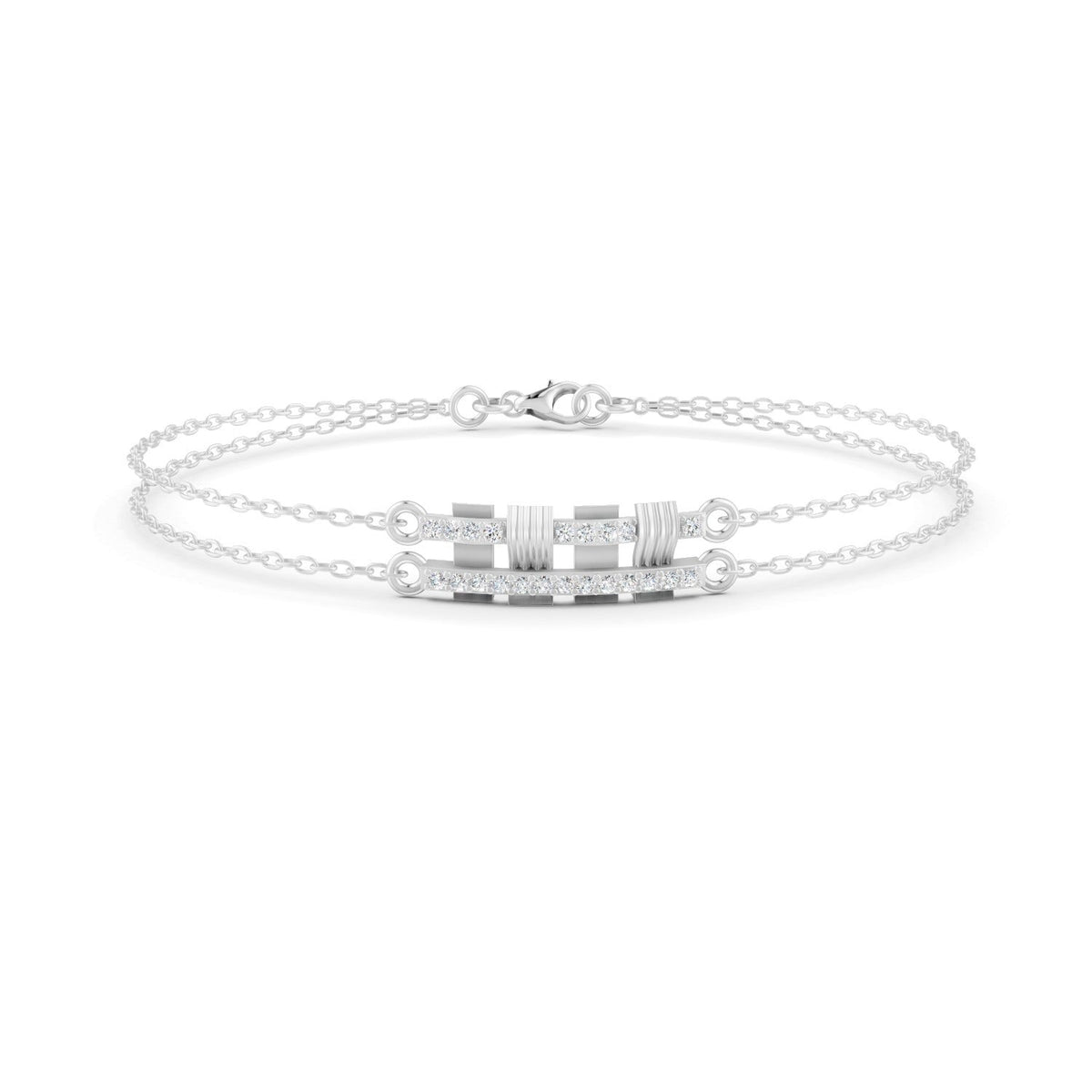 0.27 Ct Round Cut Moissanite Minimalist Bar Chain Bracelet 14K Yellow Gold Plated