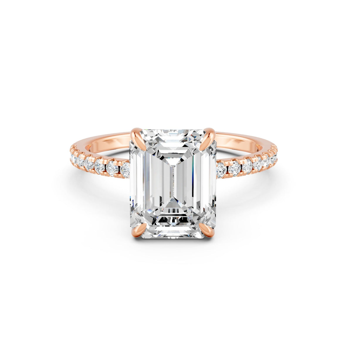 2.80Ct Emerald & Round Cut Moissanite Engagement Ring 14K Gold Plated