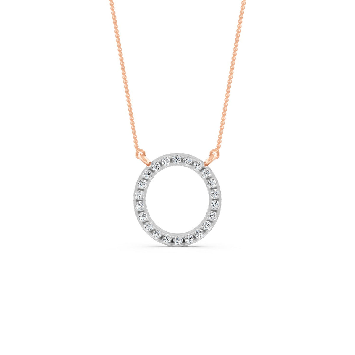 0.34Ct Round Cut Moissanite Circle Pendant Necklace 14K Yellow Gold Plated