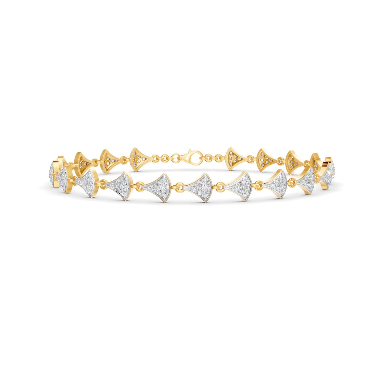 1.06 Ct Round Cut Moissanite Cluster Link Bracelet 14K Yellow Gold Plated