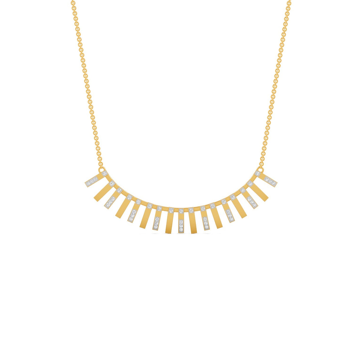 0.29 Ct Round Cut Moissanite Minimalist Chain Necklace 14K Yellow Gold Plated