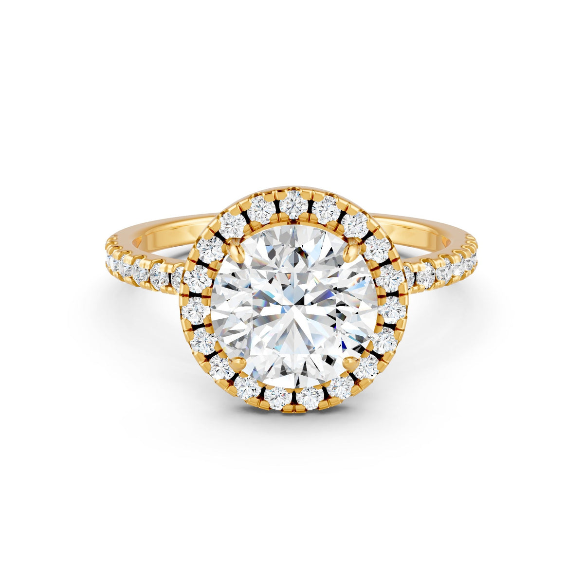 1.87Ct Round Cut Moissanite Halo Engagement Ring 14K Gold Plated