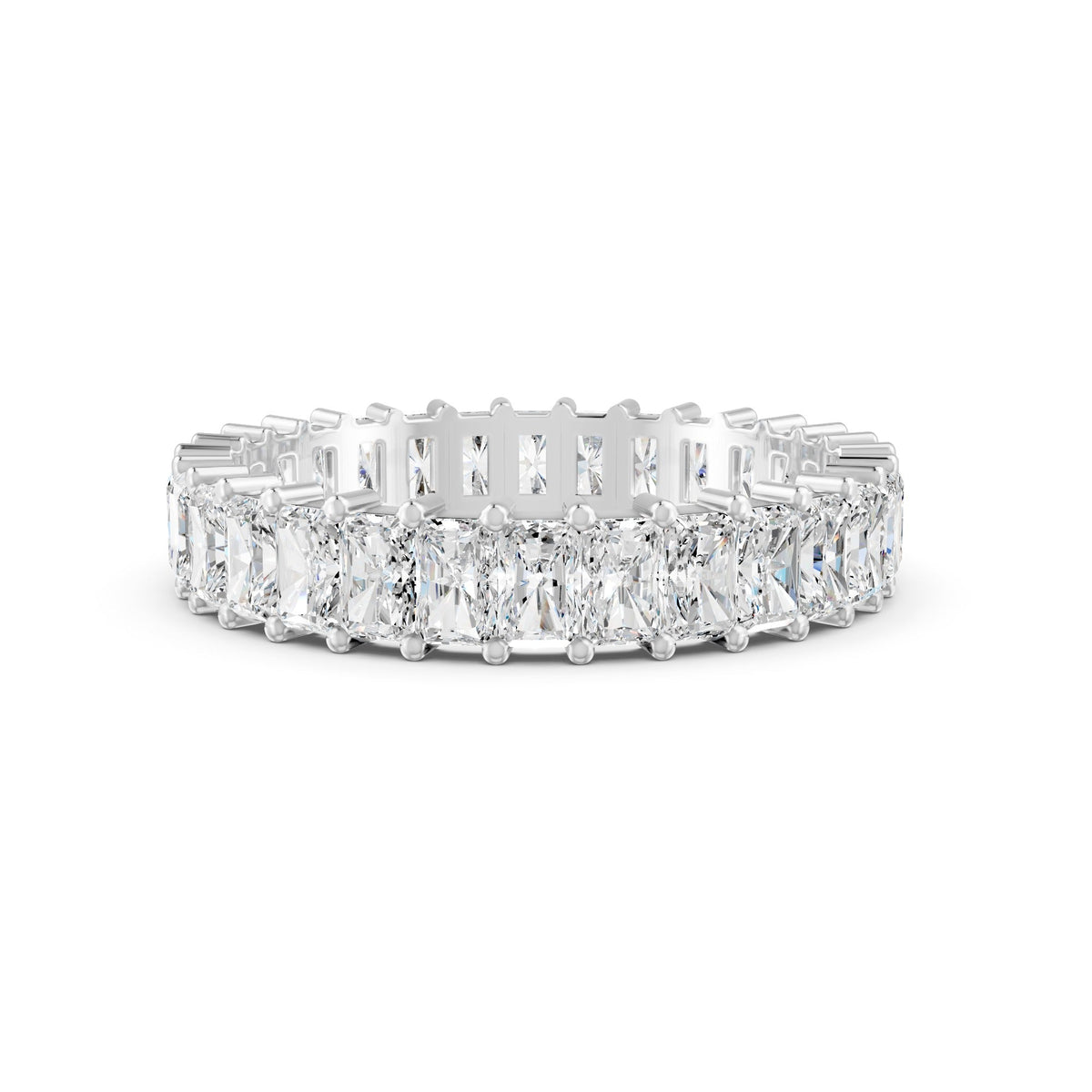 3.08 Ct Emerald Cut Moissanite Full Eternity Band Ring 14K Gold Plated