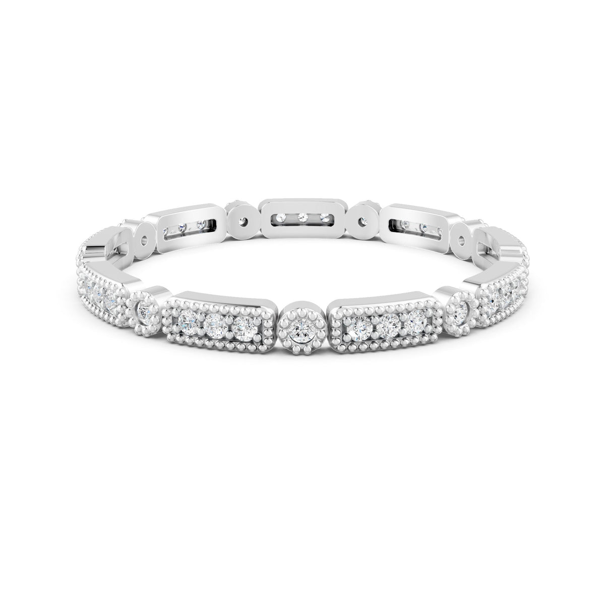 0.18Ct Round Cut Moissanite Full Eternity Band Ring In 14K Gold Plated