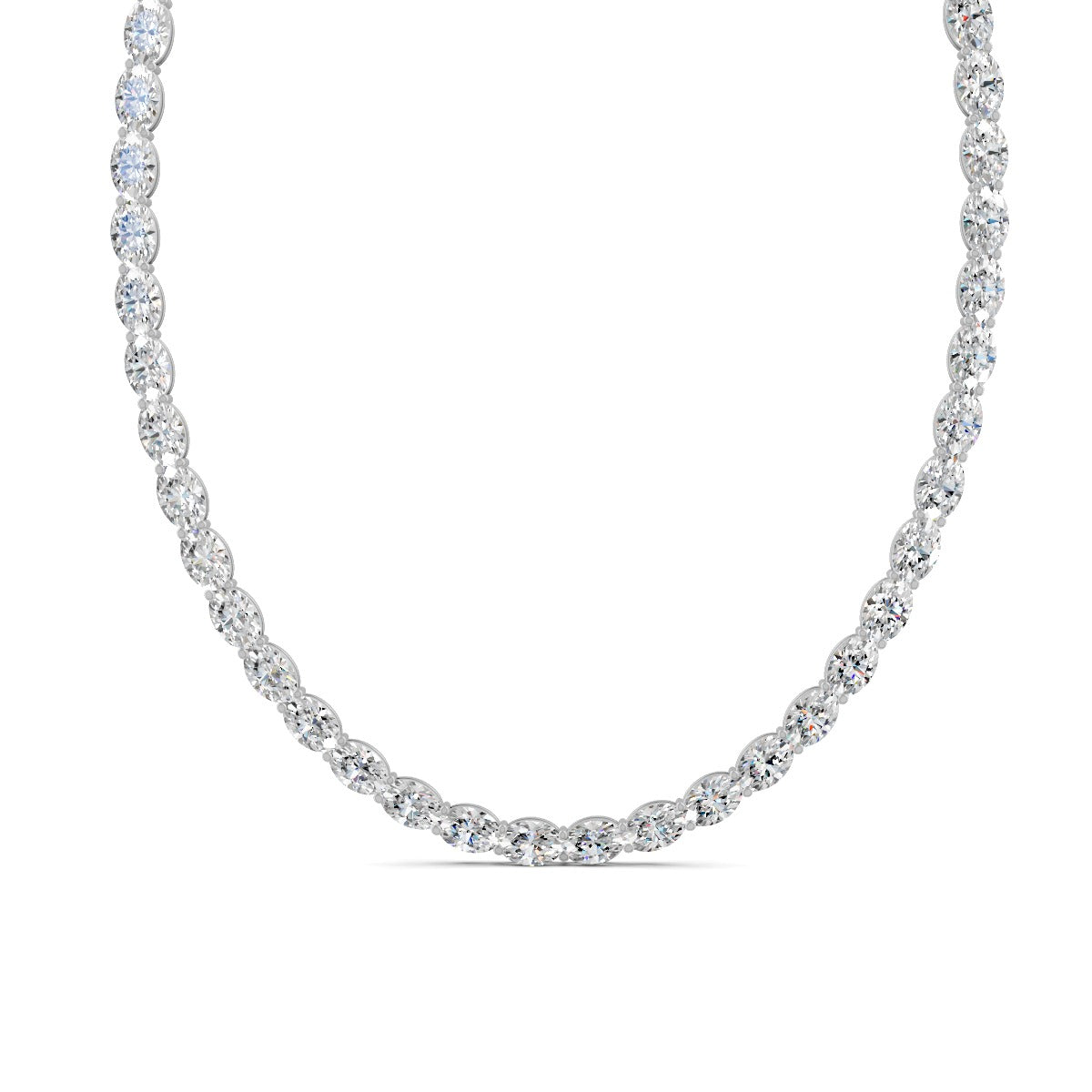 12Ct Oval Cut Moissanite Tennis Necklace 14K Yellow Gold Plated