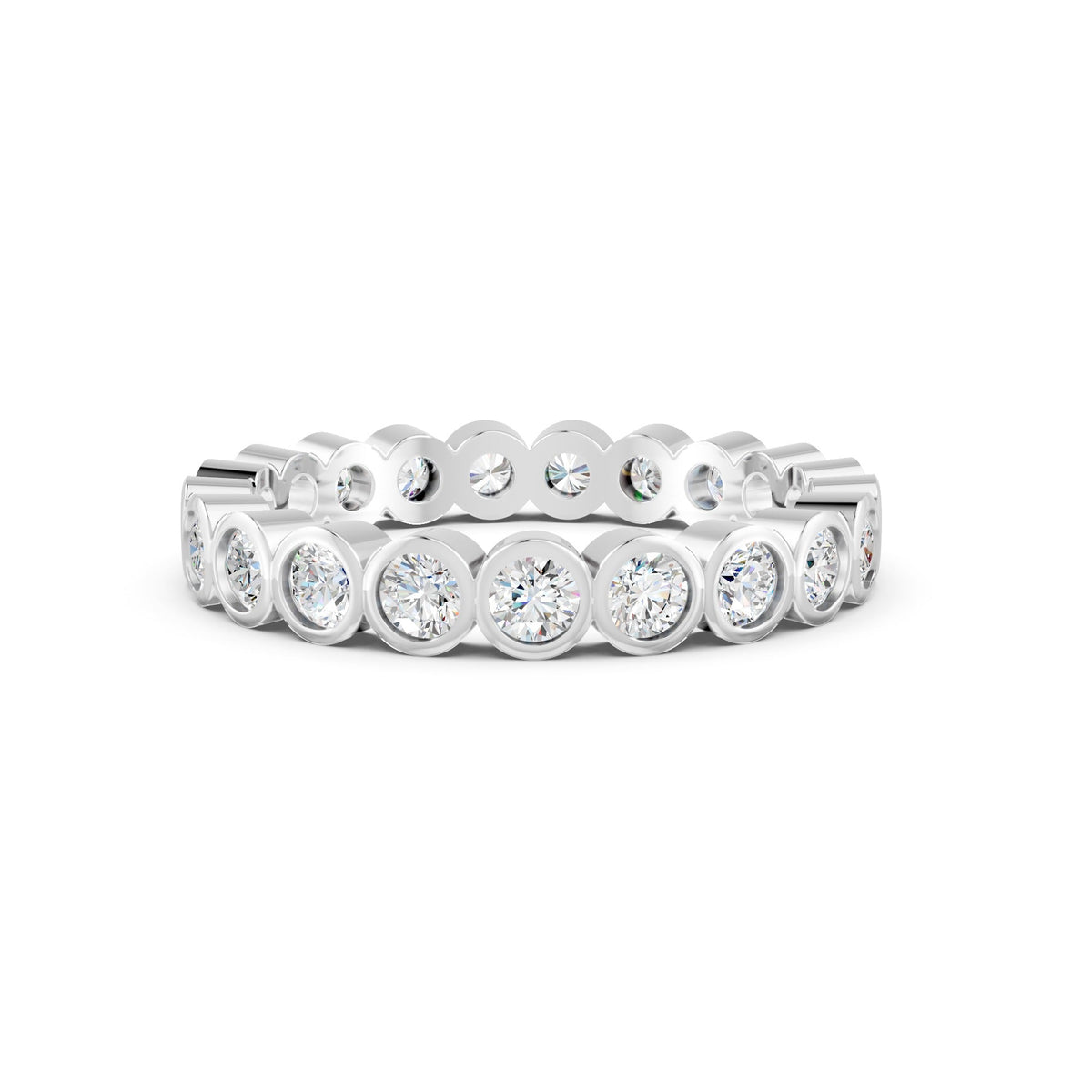 1.14Ct Round Cut Moissanite Bezel Set Full Eternity Band Ring 14K Gold Plated