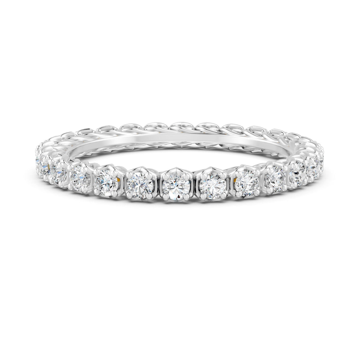 0.54Ct Round Cut Moissanite Full Eternity Band Ring 14K Gold Plated