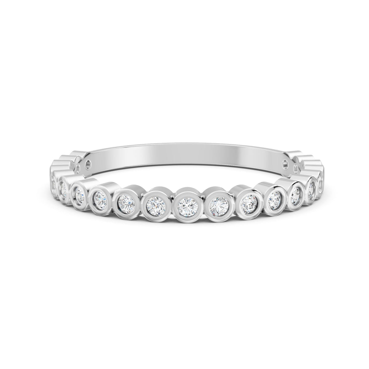 0.17Ct Round Cut Moissanite Bezel Set Half Eternity Band Ring 14K Gold Ring