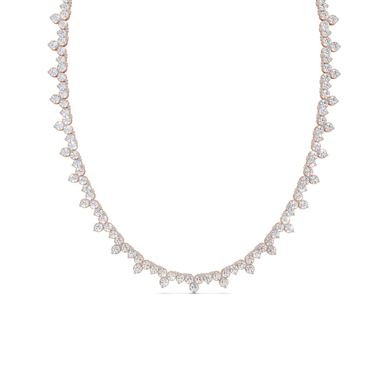 16.90 Ct Round Cut Moissanite Floral Cluster Tennis Necklace 14K Yellow Gold Plated