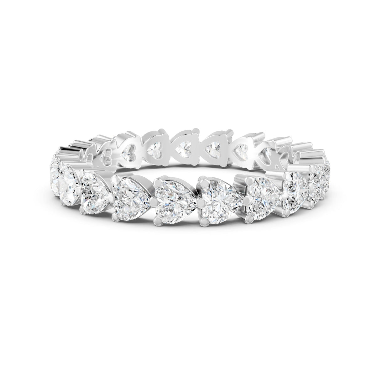1.90 Ct Heart Cut Moissanite Full Eternity Band Ring In 14K Gold Plated