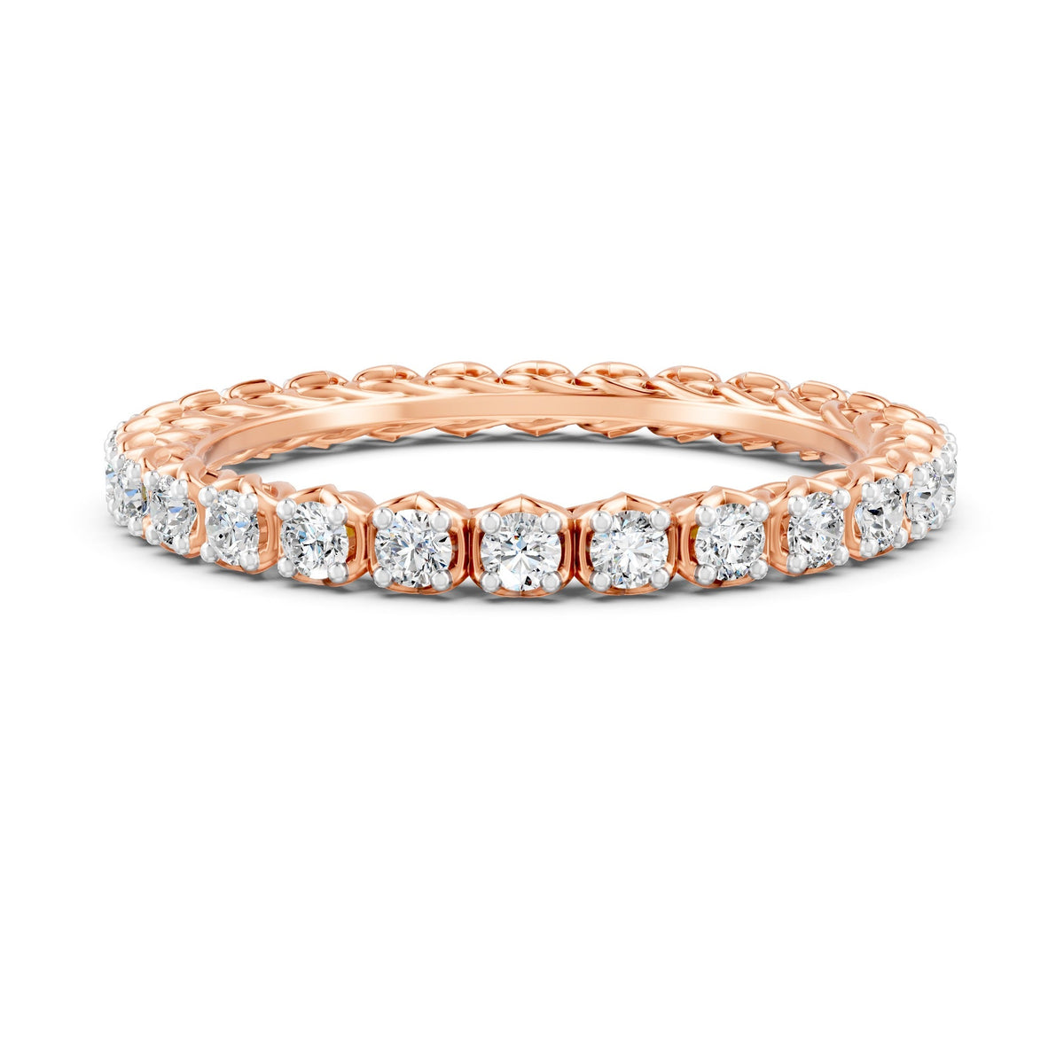 0.54Ct Round Cut Moissanite Full Eternity Band Ring 14K Gold Plated