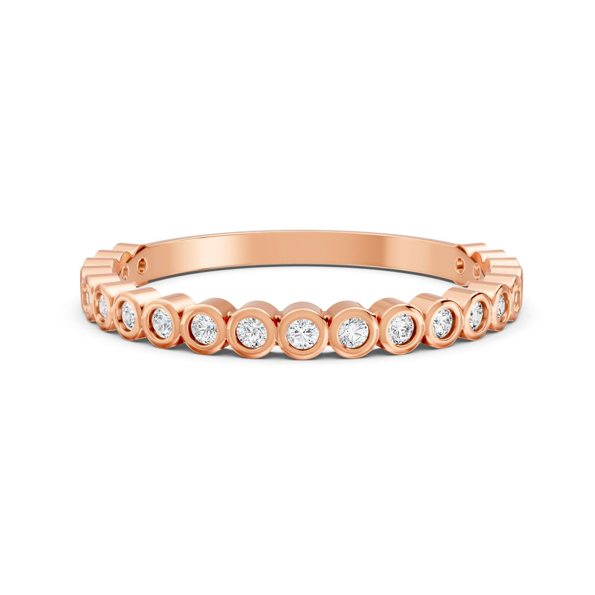 0.17Ct Round Cut Moissanite Bezel Set Half Eternity Band Ring 14K Gold Ring