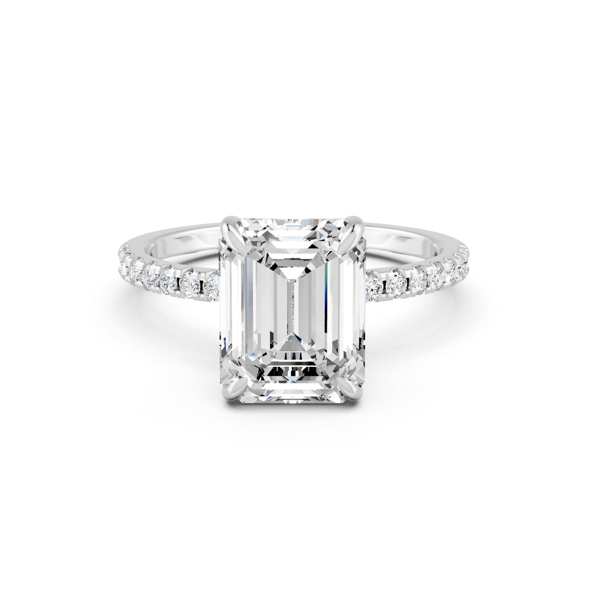 2.80Ct Emerald & Round Cut Moissanite Engagement Ring 14K Gold Plated