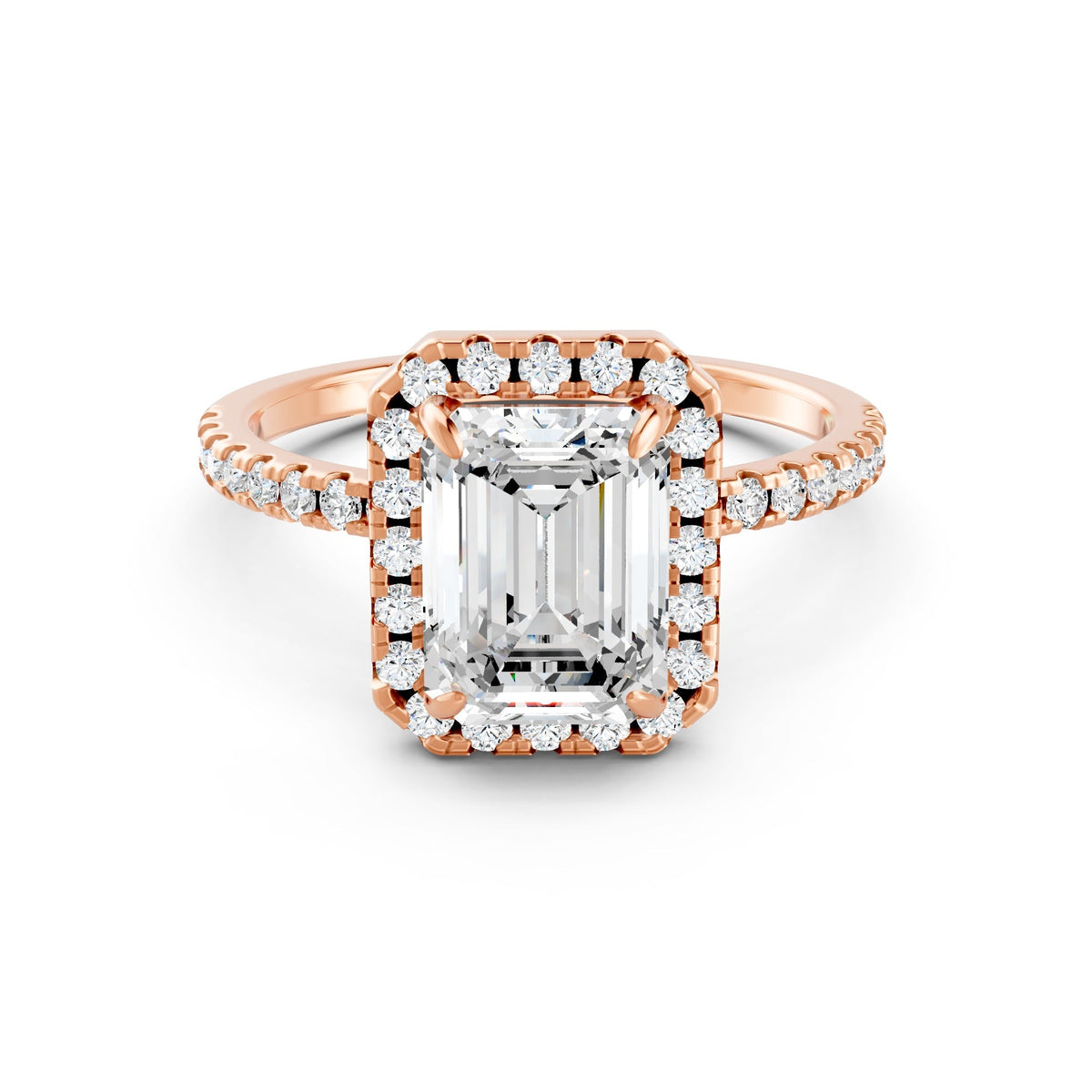 2Ct Emerald Cut Moissanite Engagement Ring 14K Gold Plated